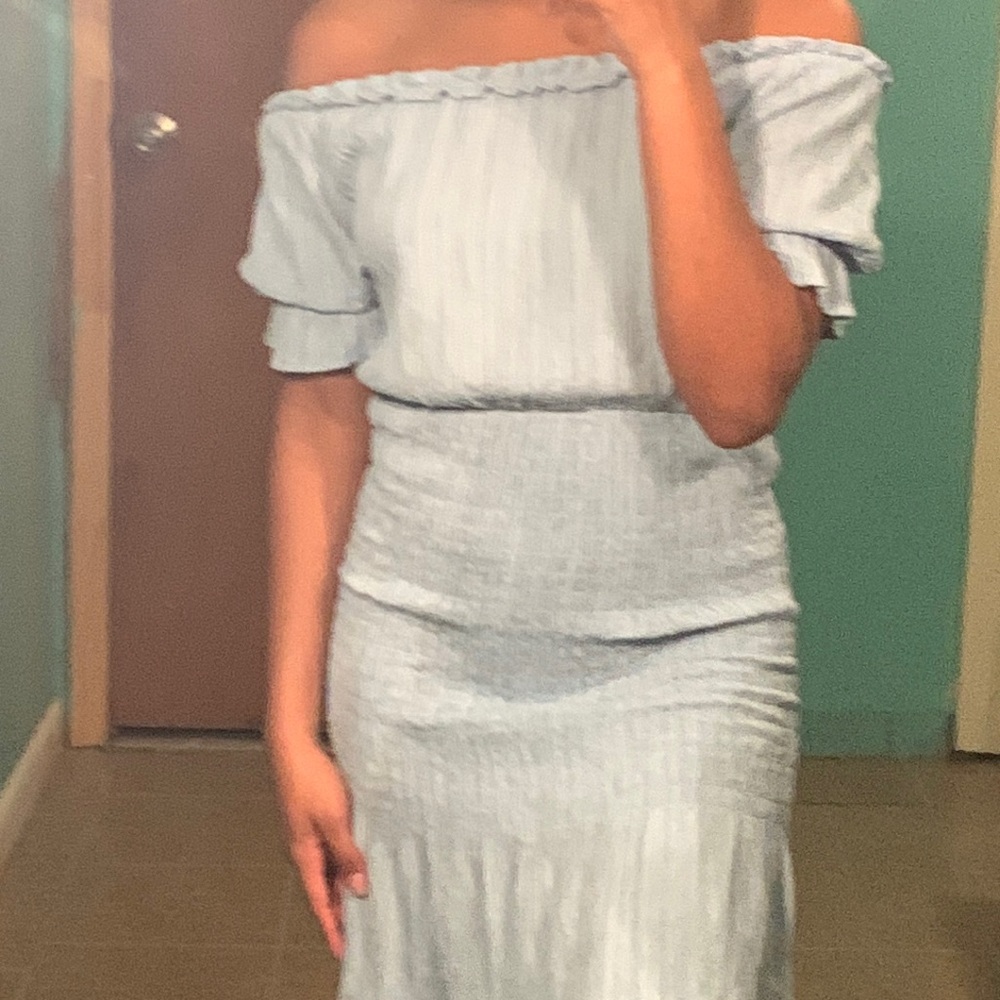 Off Shoulder Frill Shirred Dress